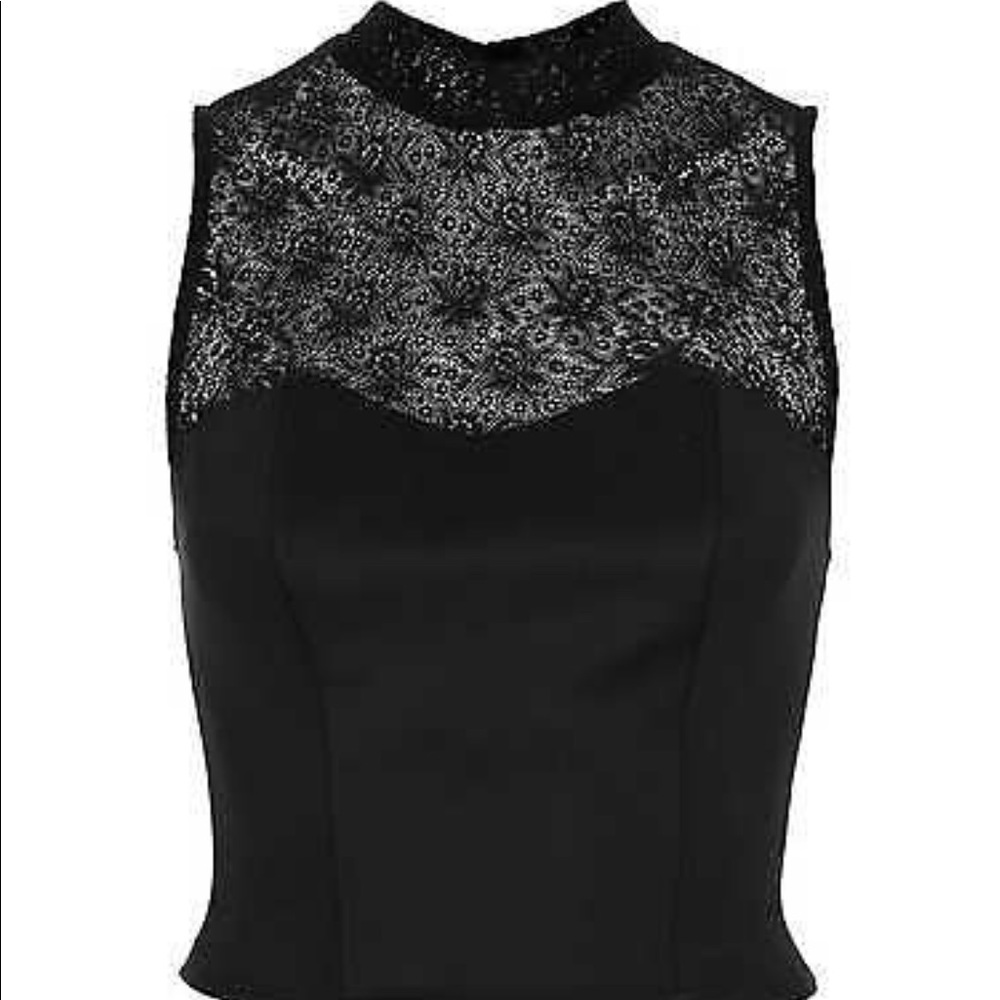 TOPSHOP cropped lace sweetheart top
